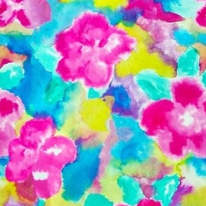 Floral ink pink yellow blue
