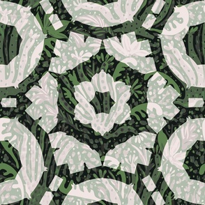 Botanical Garden Tiles - Moss Green and Mint 