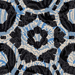 Botanical Garden Tiles - Blue and Black