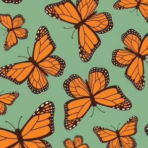 Monarch Butterflies - Green, Large