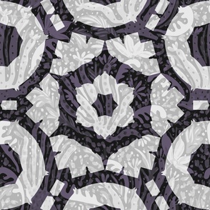 Botanical Garden Tiles -Muted Purple and Grey