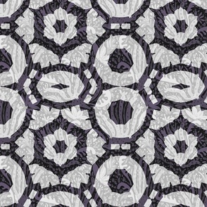 Botanical Garden Tiles -Muted Purple and Grey 
