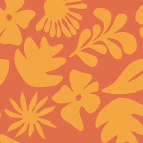 flat-retro-papercut-tropical-floral-foliage-print-dusky-oranges-150DPI-2800x2800px