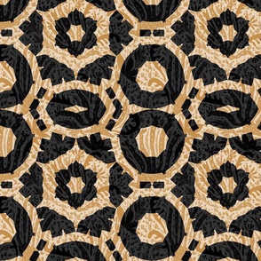 Botanical Garden Tiles - Black and Gold 