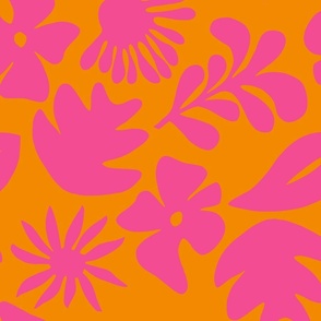 flat-retro-papercut-tropical-floral-foliage-print-orange-pink-150DPI-2800x2800px