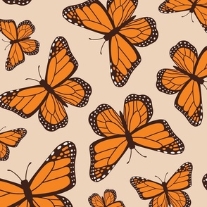 Monarch Butterflies - Beige, Large