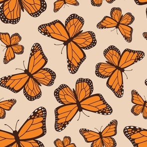 Monarch Butterflies - Beige