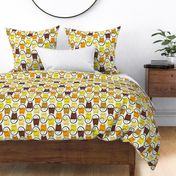 cats - figaro cat autumn - geometric cat - cat fabric and wallpaper