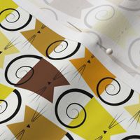 small scale cats - figaro cat autumn - geometric cat - cat fabric and wallpaper