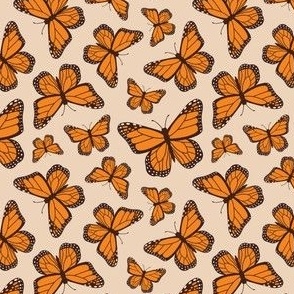 Monarch Butterflies - Beige, Small