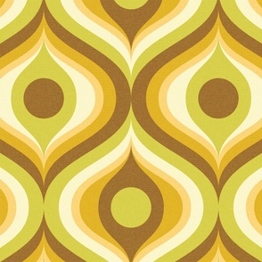 groovy psychedelic swirl retro vintage wallpaper 12 extra large scale 60s 70s avocado chocolate by Pippa Shaw