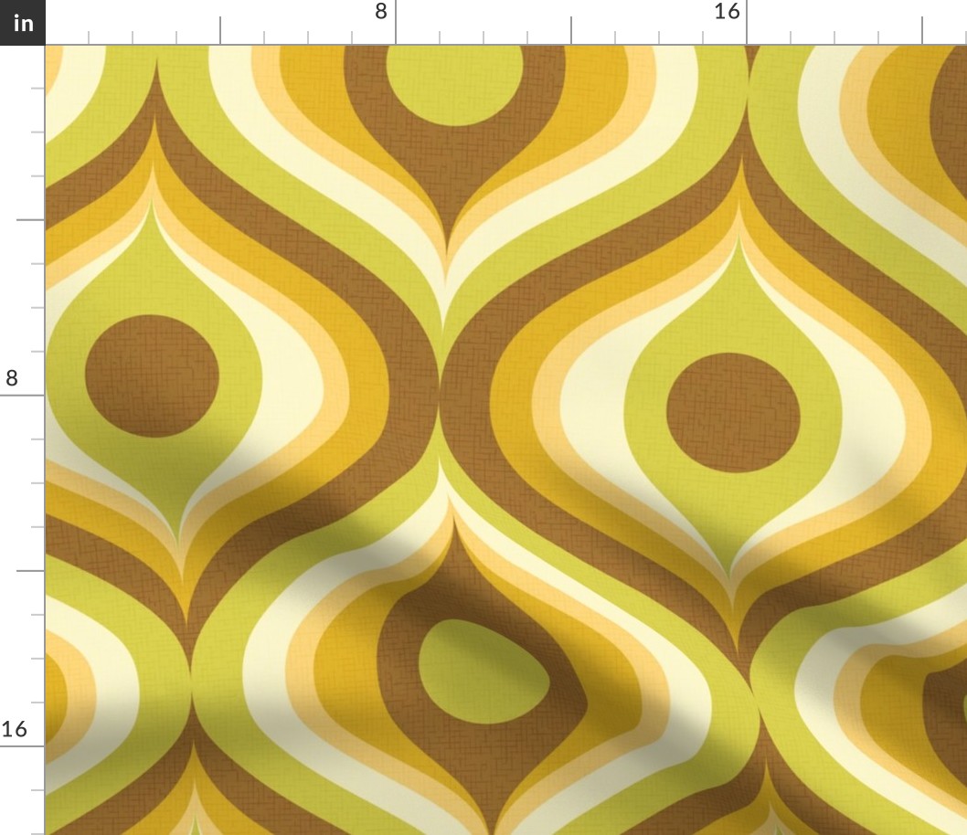 groovy psychedelic swirl retro vintage wallpaper 12 extra large scale 60s 70s avocado chocolate by Pippa Shaw