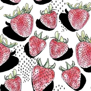 watercolor strawberries pattern 