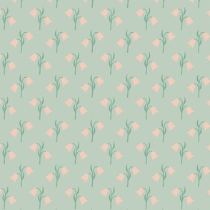 Pink tulips with mint background by Monica Kane Design