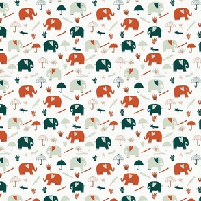 04-a-Medium-Elephants - Rusty orange and dark green for kids Nursery