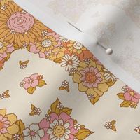 Gracie Vintage Retro Floral Cross Beige Background - Small Scale