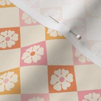 Gracie Pastel Daisy Retro Diagonal Checker - Medium Scale