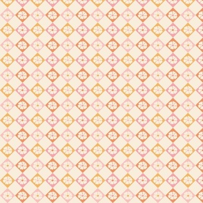 Gracie Pastel Daisy Retro Diagonal Checker - Medium Scale