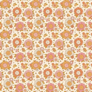 Gracie Vintage Retro Spring Floral Beige Background - Small Scale