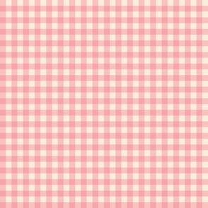 Gracie Floral Retro Vintage Pink Gingham Coordinate - Small Scale