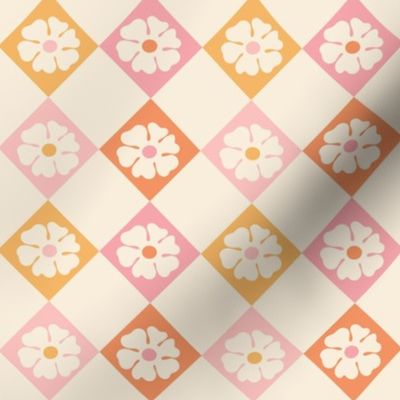 Gracie Pastel Daisy Retro Diagonal Checker - Large Scale