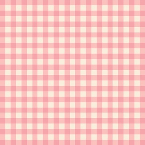 Gracie Floral Retro Vintage Pink Gingham Coordinate - Medium Scale