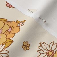 Gracie Vintage Retro Floral Cross Tossed Beige Background - XL Scale