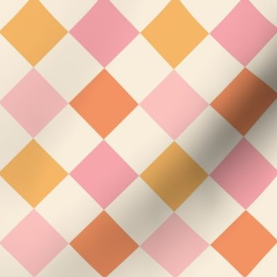 Gracie Pastel Vintage Retro Diagonal Checker - Large Scale