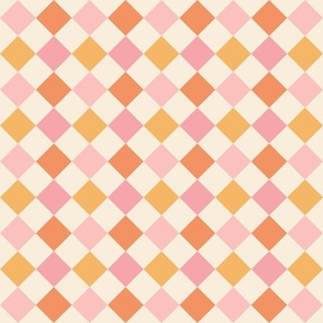 Gracie Pastel Vintage Retro Diagonal Checker - Large Scale