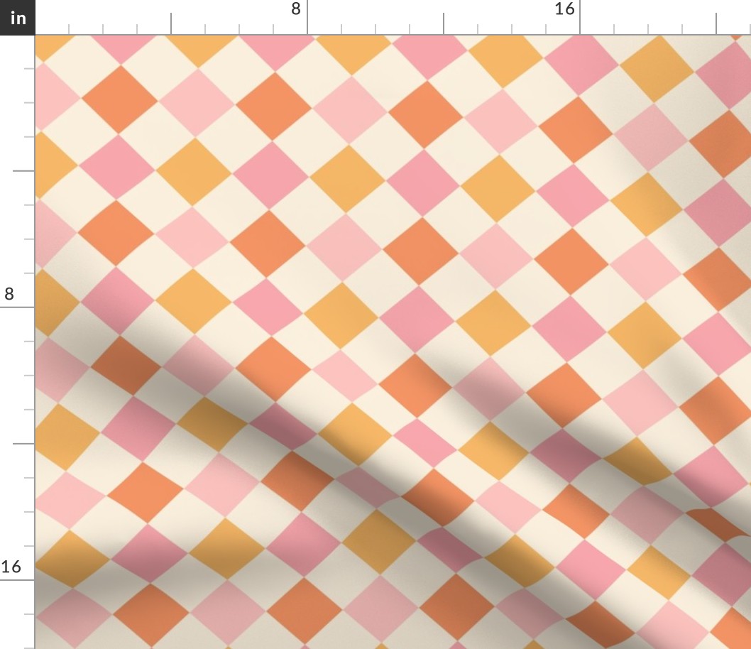 Gracie Pastel Vintage Retro Diagonal Checker - Large Scale