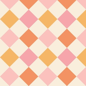 Gracie Pastel Vintage Retro Diagonal Checker - XL Scale