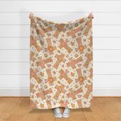 Gracie Vintage Retro Floral Cross Tossed Beige Background Rotated - XL Scale