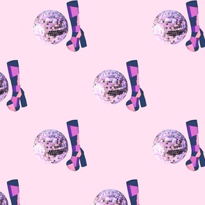 Pink Disco Ball Fabric, Wallpaper and Home Decor