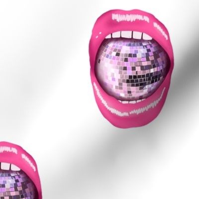 disco ball mouth  pink  & purple - white background- Disco Collection