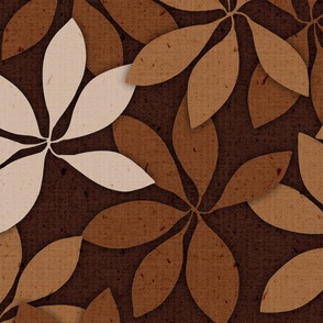 boho earth lilium leaves - earth tone abstract botanical - botanical wallpaper and fabric