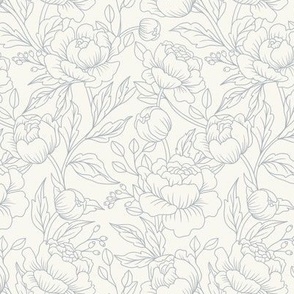 Chintz floral in blue minimalist- small scale