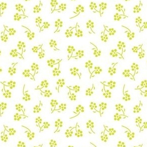 Berries (chartreuse) small scale floral print design