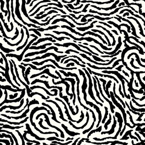 Ocean Swirl Abstract painterly swirl Natural white and Black by Jac Slade