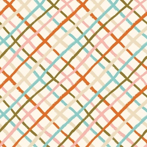 Plaid weave crayon texture lines by Monica Kane Design