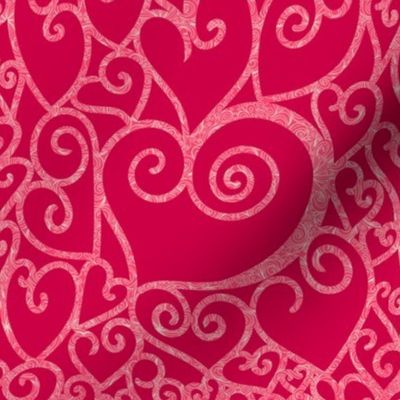 Hearts - Whimsical whirly pink hearts on CelebrateVivaMagentaCOY2023 