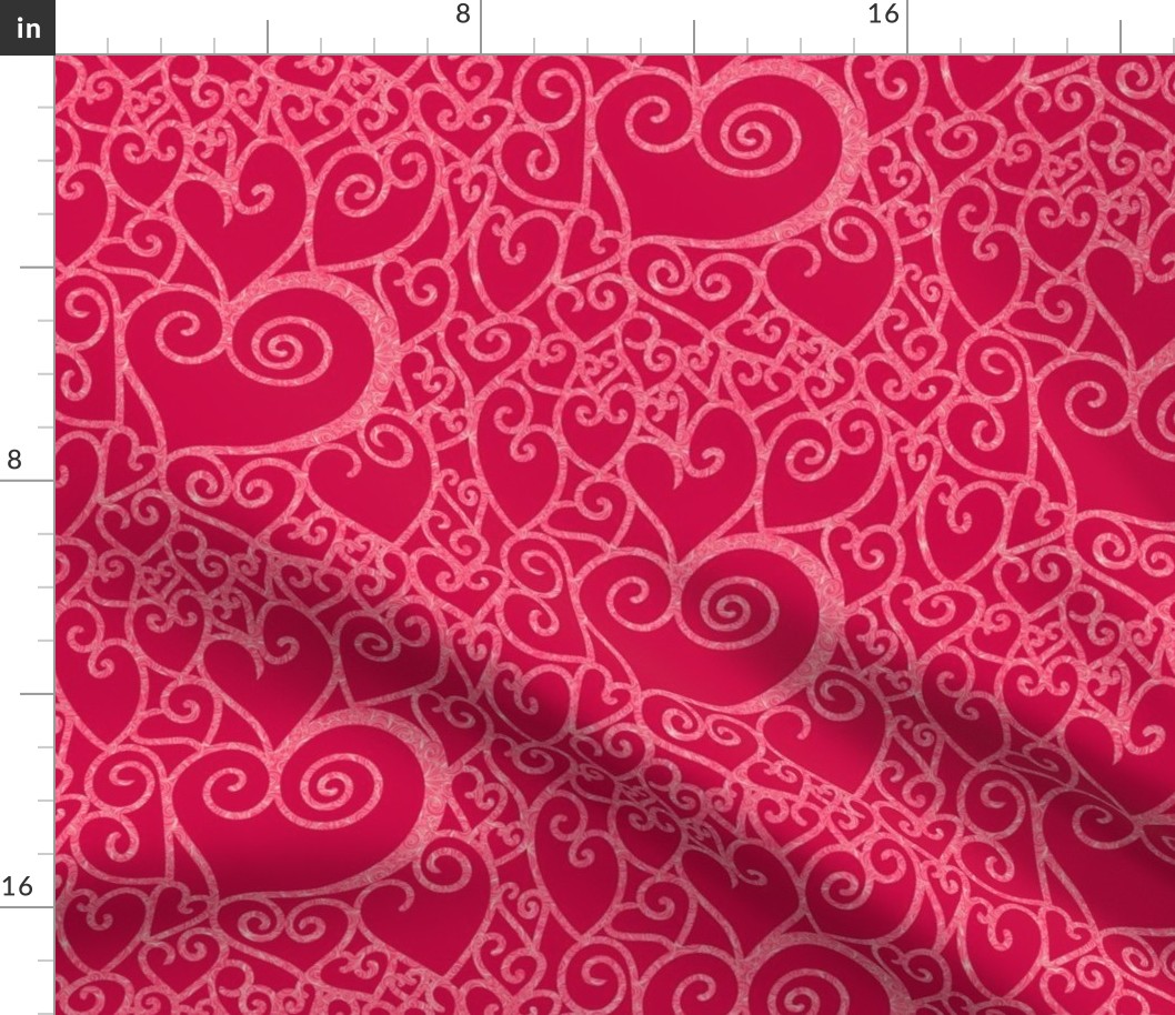 Hearts - Whimsical whirly pink hearts on CelebrateVivaMagentaCOY2023 