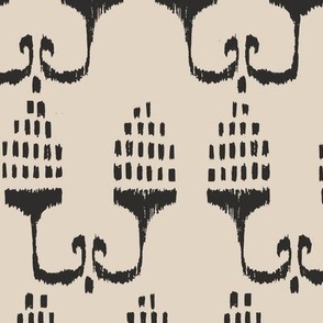 Grape vine ikat - beige charcoal monochrome - large1