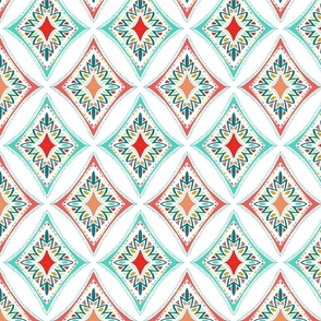 Tall Java Diamonds Fiesta Colors on White