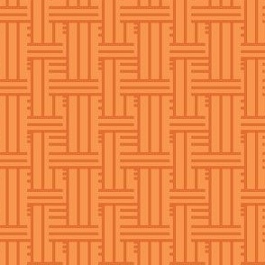 Geometric Basket Weave - Orange, Small Scale