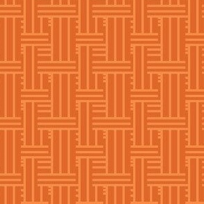 Geometric Basket Weave - Tangerine, Small Scale