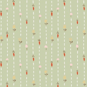 Cute dotted stripes - pink, yellow, red, olive, off white and laurel green // medium scale