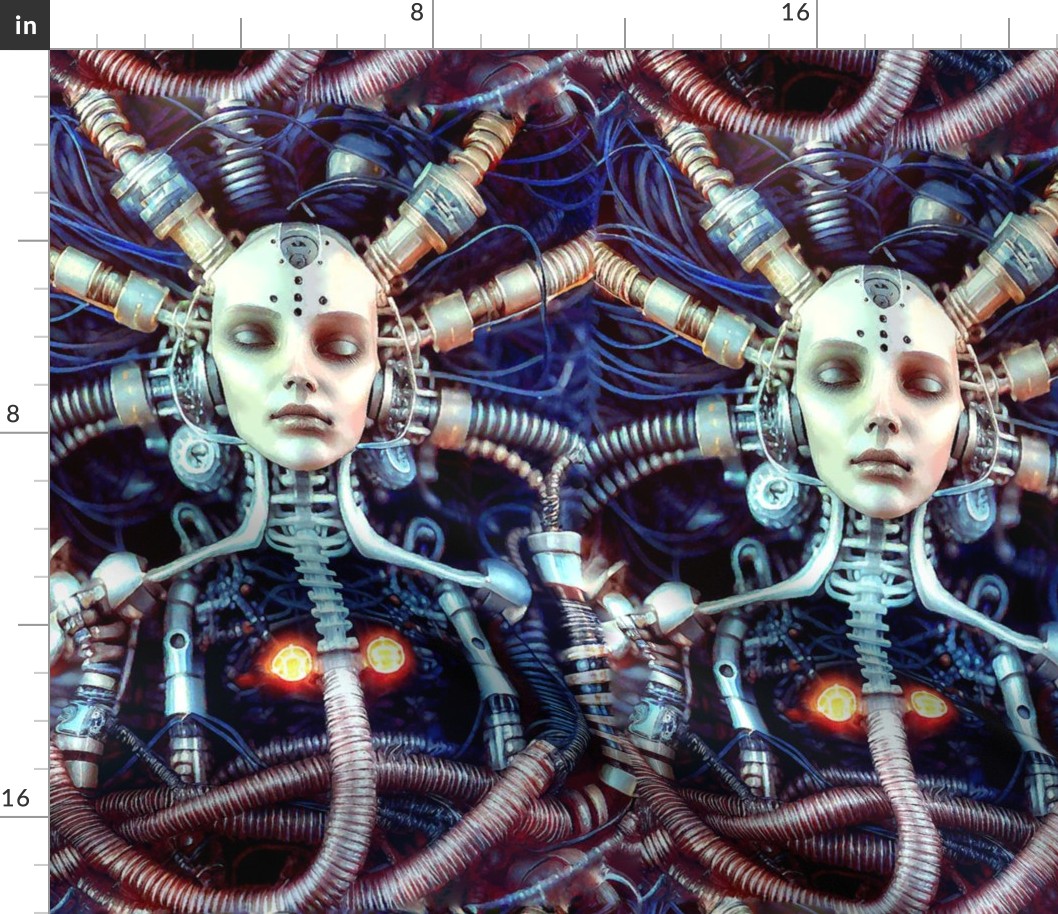21 biomechanical bioorganic bald female woman black grey red cyborg robot android tentacles monsters cables wires cybernetics machine demons aliens sci-fi  science fiction futuristic flesh Halloween body horror scary horrifying morbid macabre spooky eerie