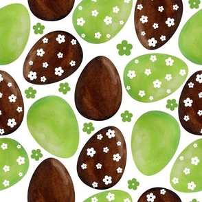 Green and Chocolate Brown Easter Eggs