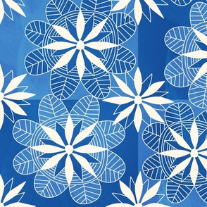 Hand-drawn Floral Mandala Pattern  - Ocean Blues