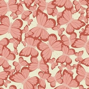 spring butterflies flutter offwhite pink red